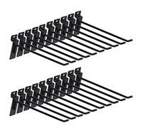 Keadic Juego de 20 ganchos de pared de listones de 8 pulgadas, soportes de estante de pared de listones resistentes, gancho para colgar tableros de clavijas, tienda, exhibición y organización (negro)