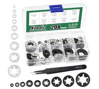 Keadic Juego de 208 arandelas de diente interior Starlock, M2, M2, M2,5, M3, M4, M5, M6, M8, M10, M12, con dientes interiores Starlock, acero inoxidable 304 y 65 Mn