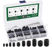 Keadic Juego de 236 tornillos hexagonales internos de 1/8 a 3/8 pulgadas, con 6 llaves, juego de tornillos de 10 tamaños para manijas de puerta, grifo, accesorio de luz, acero de aleación de clase 12.9