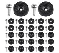 Keadic Juego de 24 almohadillas de goma redondas atornilladas de 18 mm para muebles, protectores de suelo antideslizantes negros para patas de sillas de madera