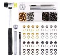 Keadic Juego de 242 ojales gruesos de 4 mm con martillo de goma y perforador, juego de ojales de metal de 4 colores para cortinas, ropa, cierres de cuero (latón, plata, oro, negro pistola)