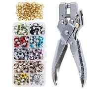 Keadic Juego de 300 ojales metálicos multicolor de 1/5 pulgadas con alicates perforadores y 100 ojales dorados extra, para cuero, lona, todas las telas, ropa, zapatos, cinturones, bolsos, manualidades