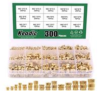 Keadic Juego de 300 piezas M2 M3 M4 M5 M6 latón Embedment Nuts, rosca hembra latón moleteado conjunto de calor roscado para fijación de moldeo por inyección e impresión impresora 3D