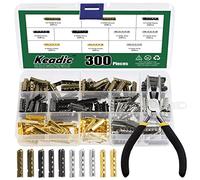 Keadic Juego de 301 puntas de metal para zapatos con juego de pinzas de nariz planas, plateado/dorado/arma negro/bronce, 4 agujeros en forma de bala, puntas de aglet, puntas de encaje para zapatos,