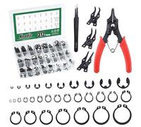 Keadic Juego de 312 anillos de seguridad externos con clip en C y [1,5 mm - 10 mm], juego de anillos de seguridad E-Clip y alicates con pinzas (acero de aleación)