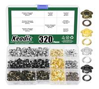 Keadic Juego de 320 ojales de metal multicolor de 3/16 pulgadas (5 mm), color plata/dorado/bronce/negro pistola-flores, ojales de costura para cuero, tela, cinturón, zapatos, manualidades, bolsa,