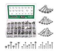 Keadic Juego de 325 tornillos autorroscantes de acero inoxidable 304 #6#8#10 que contiene cabeza redonda y cabeza plana Philips y cabeza de oblea autoperforante tornillos de chapa de metal