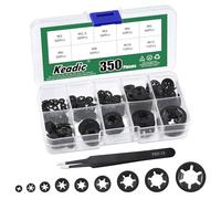 Keadic Juego de 350 arandelas de dientes internos M2, M2, M2,5, M3, M4, M5, M6, M8, M10, M12, acero negro, acabado de óxido de empuje en disco de bloqueo de estrella, fijación para automoción