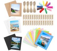 Keadic Juego de 40 marcos de fotos de cartón colorido, marcos de fotos de papel de 4 pulgadas, marco de fotos de papel para decoración del hogar y la escuela