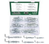 Keadic Juego de 46 tornillos de anclaje de pared huecos de 6 tamaños, M4 x 32, M4 x 38, M5 x 37, M5 x 52, M6 x 52, M6 x 65, pernos Molly de acero chapado en zinc resistente para fijación de placas de
