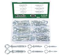 Keadic Juego de 46 tornillos de anclaje de pared huecos de 6 tamaños, M4 x 32, M4 x 38, M5 x 37, M5 x 52, M6 x 52, M6 x 65, pernos Molly de acero chapado en zinc resistente para fijación de placas de