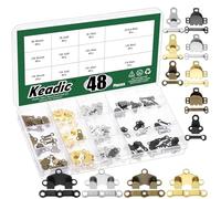 Keadic Juego de 48 pares de botones y ganchos surtidos, juego de cierre de pantalones de metal de alta calidad, ganchos de costura y cierre de ojos para pantalones, ropa, falda, vestido, sujetadores