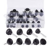 Keadic Juego de 48 pomos de agarre con rosca macho M4 M5 M6, juego de 48 pomos de agarre moleteados macho, 22# 14# negro redondo de sujeción tuercas de tornillo para maquinaria electrónica
