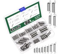 Keadic Juego de 60 muelles de extensión de acero inoxidable, 12 medidas, 0,6/0,7/0,8/0,9/1/1,2 mm, pequeños muelles mecánicos para reparaciones en tienda de casa