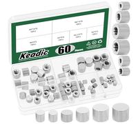 Keadic Juego de 60 tuercas de pulgar moleteadas de cabeza plana de acero inoxidable 304 M2 M2.5 M3 M4 M5 M6 para ajuste de bloqueo