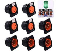 Keadic - Juego de 8 conectores XLR macho y hembra de 3 pines, conectores de montaje en panel de chasis serie D, carcasa de metal negro - perfecto para conectores de estudio de audio de la serie D