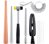 Keadic Juego de 9 herramientas de medición de anillo de joyería con abrazadera de anillo, tamaños de modelos de círculo y más, juego de mandril de tamaño de anillo para hacer manualidades