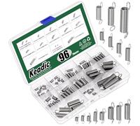 Keadic Juego de 96 muelles de extensión de acero inoxidable de 15 tamaños, 0,3/0,4/0,5/0,6/0,7/0,8/0,9/1/1,2 mm de diámetro de alambre, pequeños resortes mecánicos para reparaciones en el hogar de la