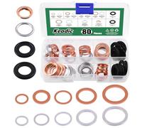 Keadic Juego de arandelas para tornillos de drenaje de aceite, 80 unidades, 14 tamaños, reemplazan N0138157, 11026-01M02 aceite Crush arandelas Kit para automóviles