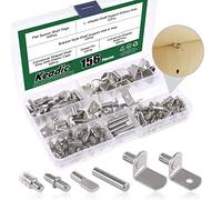 Keadic - Juego de clavijas para estanterías de 5 mm con 5 estilos de soporte chapado en níquel con tapas de plástico para gabinetes de cocina, estanterías, muebles y más
