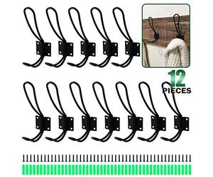 Keadic,Juego de ganchos para abrigos de bronce rústico y negro, tornillos y tubos de expansión incluidos, colgador de pared,Ganchos de pared doble vintage - Ganchos decorativos de granja para abrigos