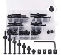 Keadic Juego de tornillos de repuesto para cama de bebé, 85 unidades, M6, 15, 25, 35, 45, 55, 65 y 75 mm, cabeza hexagonal, 1 llave hexagonal gratis, acero negro de alta velocidad