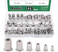 Keadic - Juego de tuercas de remache de acero inoxidable con cabeza plana de acero al carbono chapado en zinc - M3 M4 M5 M6 M8 M10 (métrico)