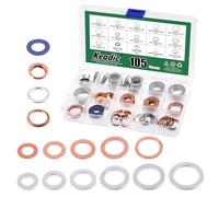 Keadic Juego surtido de 105 juntas de drenaje de aceite, 90430-12031, 11026-01M02, N0138157, kit de sellos de arandelas de trituración de aceite para automoción