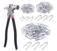 Keadic Juego surtido de 151 grapas de alambre de acero galvanizado y alicates de esgrima con cabeza de martillo, 20 mm, 30 mm, 40 mm de longitud, clavos en forma de U y herramientas de valla para