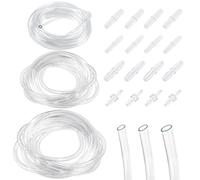 Keadic Juego surtido de 25 tubos transparentes que incluye tubo de plástico de 6 mm, 7 mm, 8 mm, accesorios de manguera de empalme de púas para reparación del hogar, agua y aceite