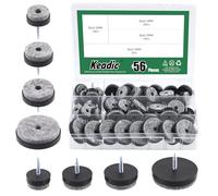 Keadic Juego surtido de 56 almohadillas de fieltro para muebles de atornillar que contiene 1-1/2 pulgadas, 1-1/8 pulgadas, 1 pulgada, 4/5 pulgadas, protector de suelo deslizante redondo para muebles