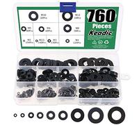 Keadic Juego surtido de arandelas planas de acero de aleación chapado en zinc negro, 9 tamaños - M2 M2.5 M3 M4 M5 M6 M8 M10 M12