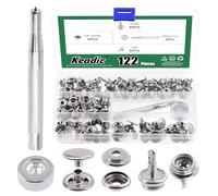 Keadic Kit de 122 Botones Automaticos a Presión de Lona de Grado Marino con Herramienta de Ajuste, Tapizado de Acero Inoxidable, Cierres a Presión para Tiendas de Campaña, Lancha de Cuero, Muebles de
