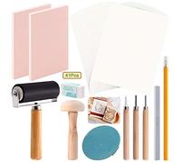Keadic Kit de 41 piezas para hacer sellos de goma, incluye 2 bloques de tallado de sellos de goma, 3 herramientas de tallado y piedra de afilar, papeles de calco, rodillo Brayer, herramientas de