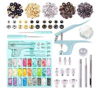 Keadic Kit de cierres a presión con alicates, 31 colores, 408 juegos de botones de metal de plástico T5, proyectos de bricolaje, incluye caja de almacenamiento