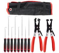 Keadic Kit de herramientas de reparación de automóviles de 10 piezas con bolsa de almacenamiento, ranura cruzada y banda plana, pinzas de abrazadera de manguera y ganchos de precisión resistentes