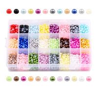 Keadic Kit surtido de 2880 perlas semicirculares de 24 colores con parte trasera plana, cuentas de media perla para manualidades, fabricación de joyas y teléfono/taza/arte de uñas/zapatos/decoración