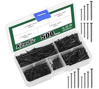Keadic Kit surtido de 500 uñas, 4 tamaños, pequeños clavos de acabado para colgar fotos, clavos de pared para colgar, clavos de pin, clavos de hardware, clavos surtidos, clavos galvanizados (negro)