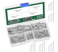 Keadic Kit surtido de 500 uñas, 4 tamaños, pequeños clavos de acabado para colgar fotos, clavos de pared para colgar, clavos de alfiler, clavos de hardware, clavos surtidos, clavos galvanizados