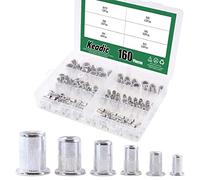 Keadic Kit surtido de tuercas de remache de aluminio con cabeza plana métrica, 160 unidades, M3 M4 M5 M6 M8 M10