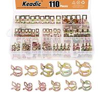 Keadic KSHC-110,Abrazadera de manguera de resorte de 7 mm a 17 mm, abrazadera de vacío tipo banda de resorte, abrazadera de tubo de aire de baja presión, kit surtido de sujetadores