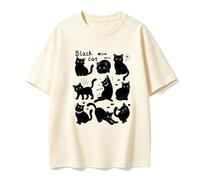 keadiseu Camiseta algodón Estampado Gatos Corte Holgado - Albaricoque - S