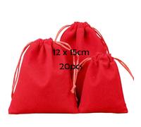 KEAIDUO 20 bolsas de terciopelo con cordón, 12 x 16 cm, reutilizables, bolsas de terciopelo para joyas, pequeñas bolsas de regalo para bodas, fiestas, San Valentín, Navidad, color rojo