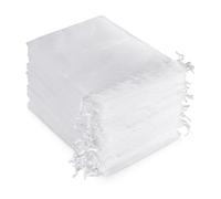 KEAIDUO Bolsas de regalo de organza blancas, bolsas pequeñas de organza de 7 x 9 cm, 100 bolsas de joyería de boda, bolsas de malla transparente perfectas para bodas, Navidad, cumpleaños, aniversarios