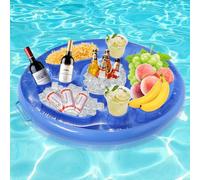 Keaistar Bandeja Flotante Inflable Piscina de 8 Agujeros para Bebidas Frutas Posavasos Flotante Bar Gran Capacidad Soporte Hinchable para Verano SPA Playa Piscina Fiesta