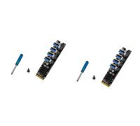 KEALBAUS 2 tarjetas elevadoras PCI-E USB 3.0 M.2 a PCIE Extender Riser Tarjeta Adaptador PCI-Express de 4 puertos para OS Linux