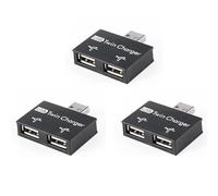 KEALBAUS 3 cargadores USB 2.0 macho a doble hembra, 2 puertos USB Dc 5 V, adaptador de concentrador de carga