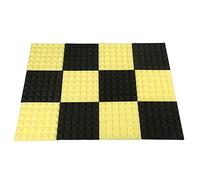 KEALBAUS Azulejos de Espuma Acústica de Carbón Paneles de Espuma de Insonorización Relleno de Sonido de Estudio 2 x 10 x 10 Pulgadas (Negro + Amarillo)