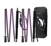 KEALING - Bastones de trekking de fibra de carbono, juego de 2 bastones plegables, 5 secciones, ultraligeros, trekking y montañismo, con mango ergonómico y fundas (violeta, 120 cm)