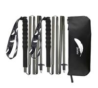 KEALING - Bastones de trekking de fibra de carbono, juego de 2 bastones plegables, 5 secciones, ultraligeros, trekking y montañismo, con mango ergonómico y fundas (verde oliva, 110 cm)